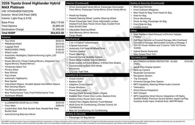 2026 Toyota Grand Highlander Hybrid MAX Platinum