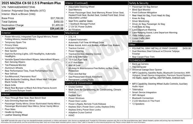 2025 Mazda Mazda CX-50 2.5 S Premium Plus Package